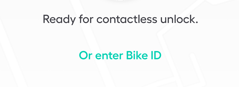 A link that says 'Or enter Bike ID' below the call to action to scan your phone to unlock